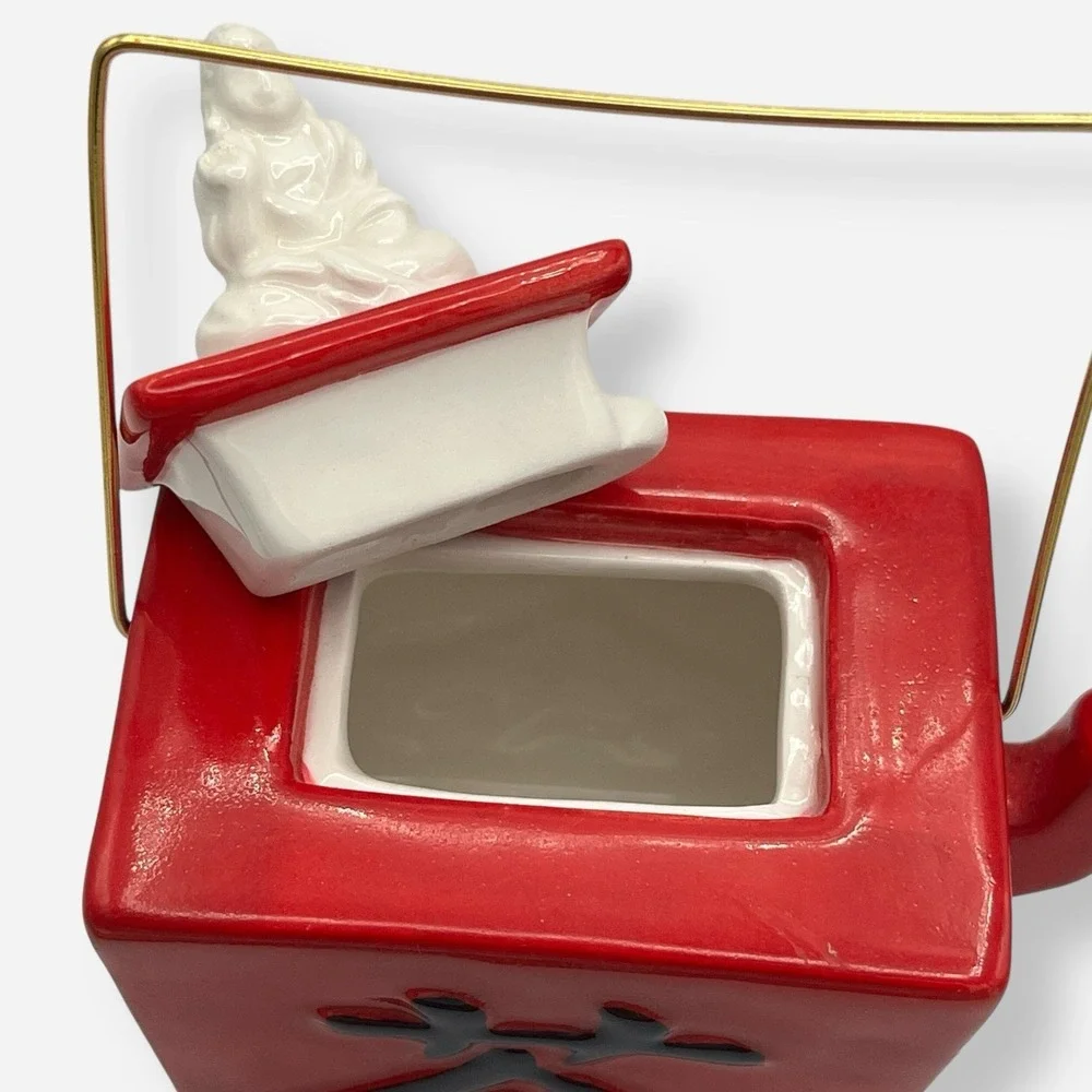 Fitz Floyd Ceramic Red Take Out Chinese Food Box Teapot Tea Buddha‎